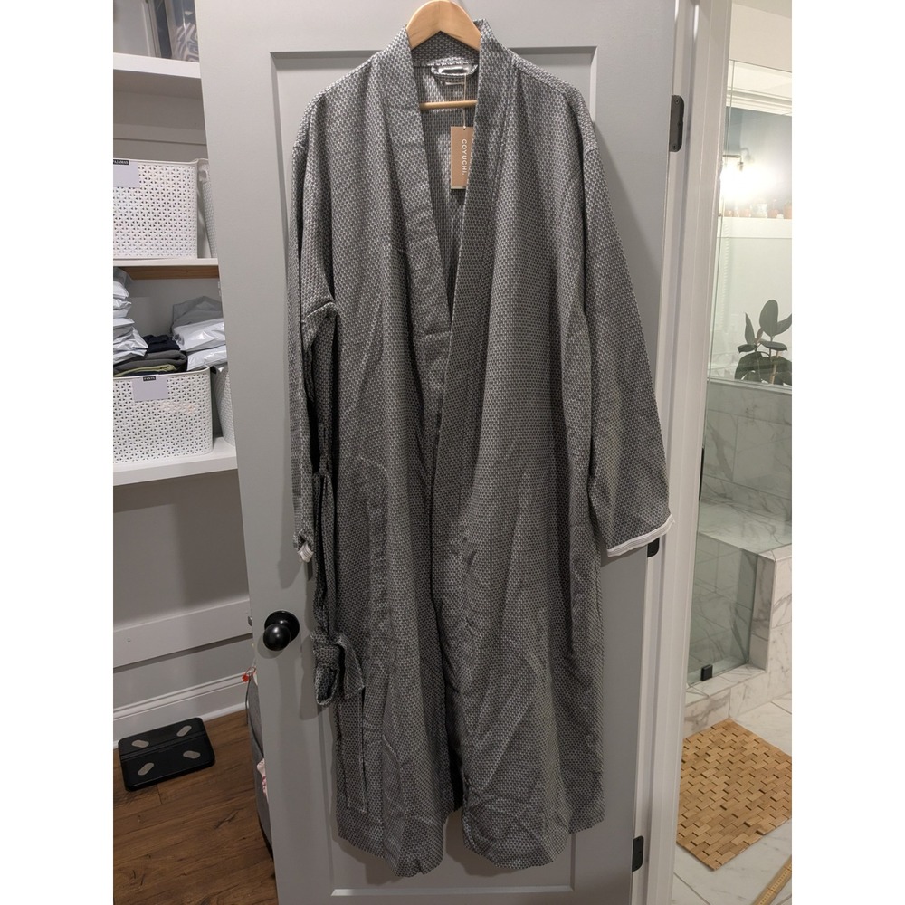 Coyuchi‎ Unisex Mediterranean Organic Modern Robe Gray L/XL New